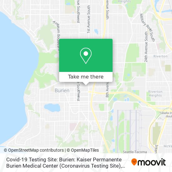 Covid-19 Testing Site: Burien: Kaiser Permanente Burien Medical Center (Coronavirus Testing Site) map