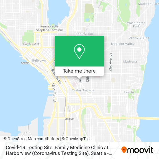 Mapa de Covid-19 Testing Site: Family Medicine Clinic at Harborview (Coronavirus Testing Site)