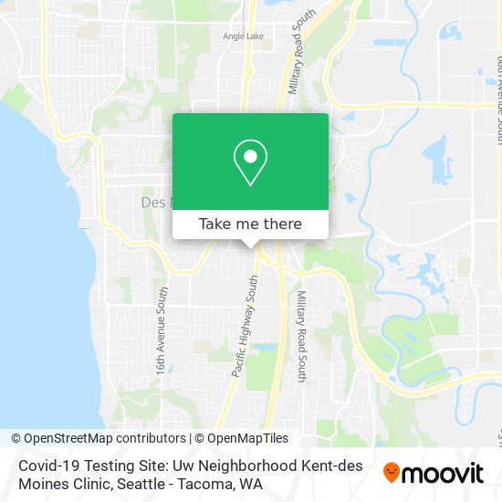 Covid-19 Testing Site: Uw Neighborhood Kent-des Moines Clinic map