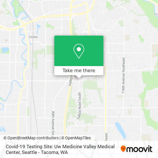 Mapa de Covid-19 Testing Site: Uw Medicine Valley Medical Center