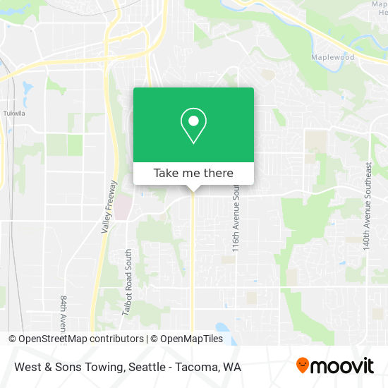 West & Sons Towing map