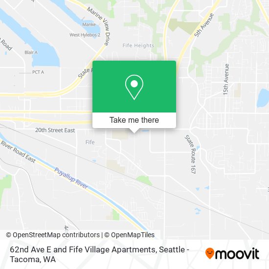 62nd Ave E and Fife Village Apartments map