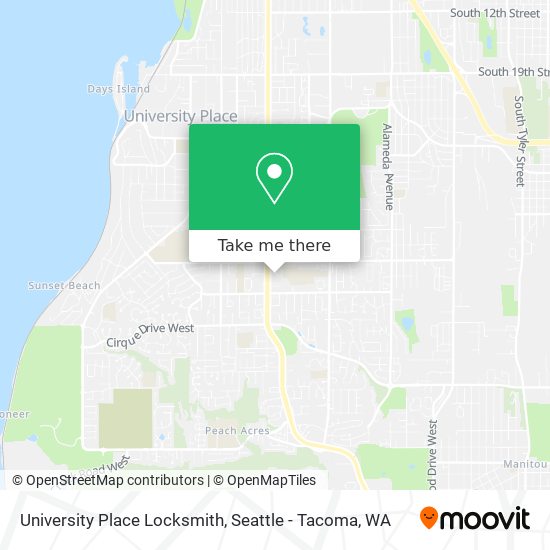 University Place Locksmith map