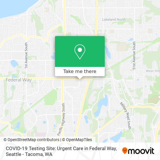 COVID-19 Testing Site: Urgent Care in Federal Way map