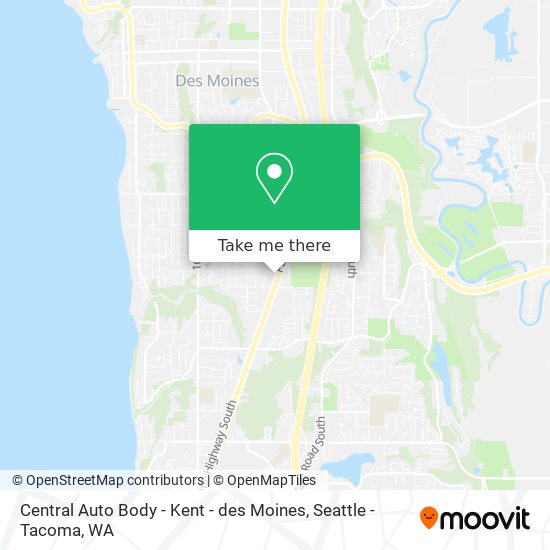 Central Auto Body - Kent - des Moines map