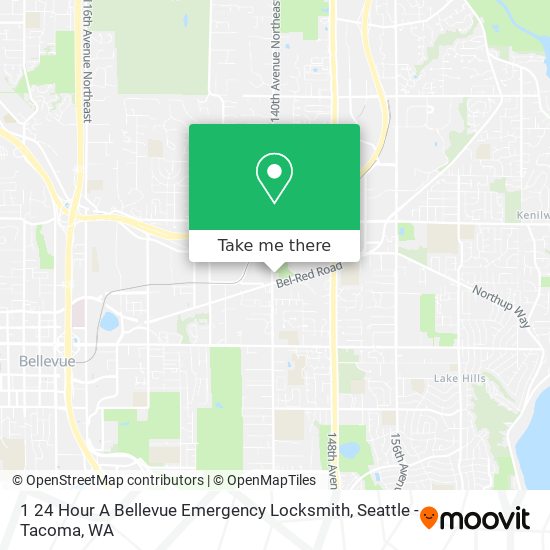 1 24 Hour A Bellevue Emergency Locksmith map