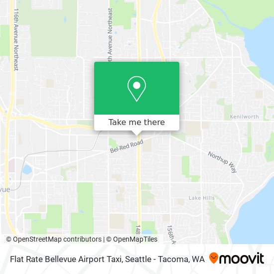 Flat Rate Bellevue Airport Taxi map