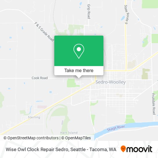 Wise Owl Clock Repair Sedro map