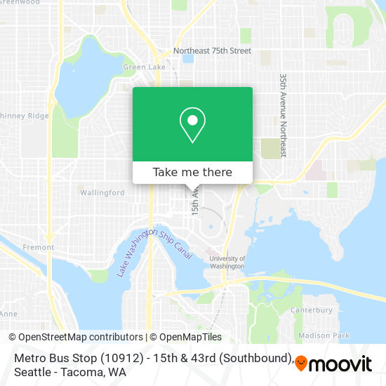 Mapa de Metro Bus Stop (10912) - 15th & 43rd (Southbound)