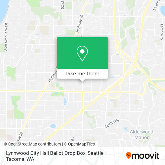 Lynnwood City Hall Ballot Drop Box map