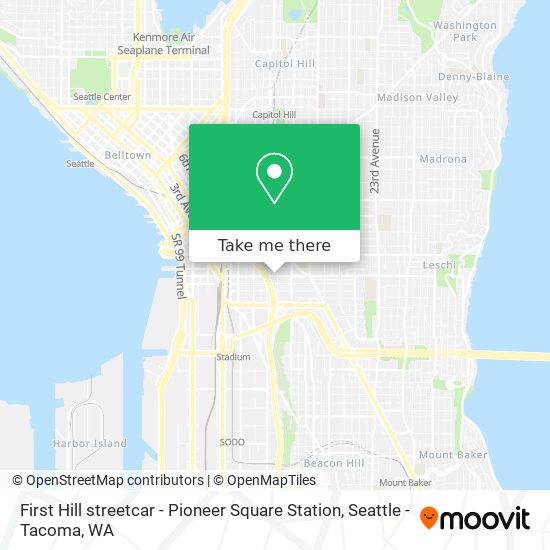 First Hill streetcar - Pioneer Square Station map