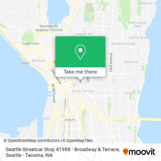 Mapa de Seattle Streetcar Stop 41988 - Broadway & Terrace