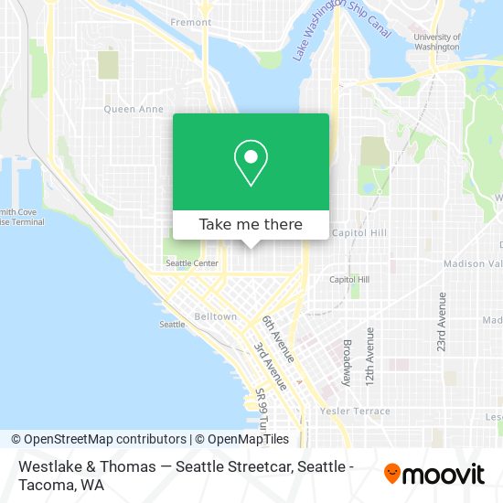 Mapa de Westlake & Thomas — Seattle Streetcar