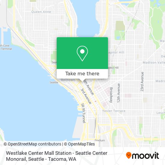 Mapa de Westlake Center Mall Station - Seattle Center Monorail