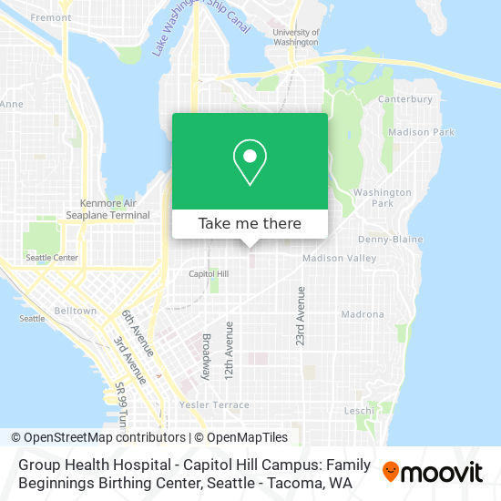 Mapa de Group Health Hospital - Capitol Hill Campus: Family Beginnings Birthing Center
