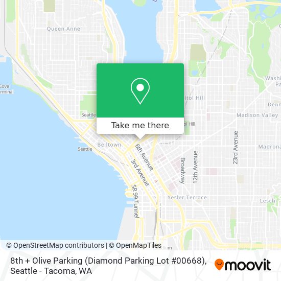 8th + Olive Parking (Diamond Parking Lot #00668) map