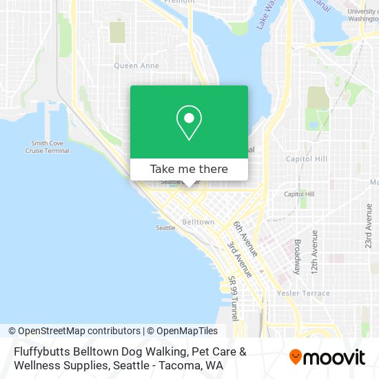 Mapa de Fluffybutts Belltown Dog Walking, Pet Care & Wellness Supplies