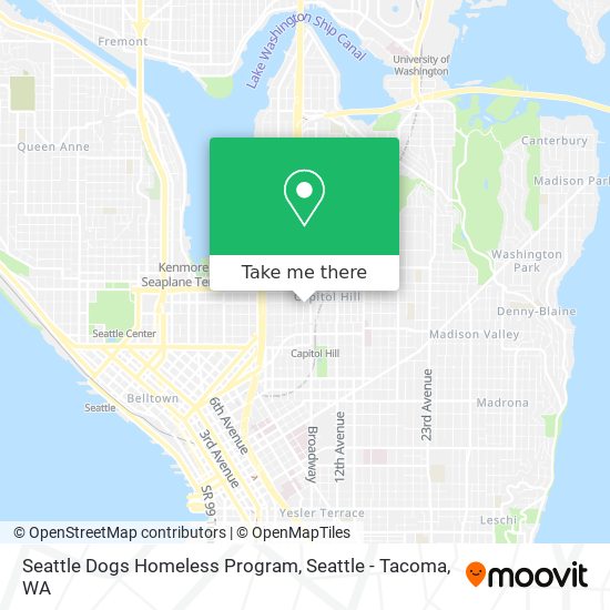 Mapa de Seattle Dogs Homeless Program