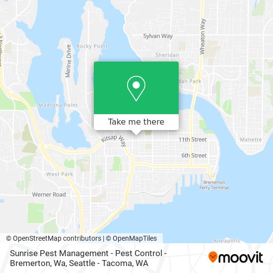 Mapa de Sunrise Pest Management - Pest Control - Bremerton, Wa
