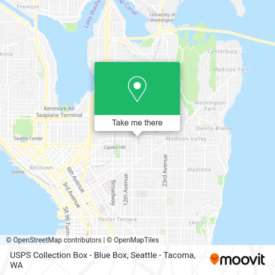 Mapa de USPS Collection Box - Blue Box