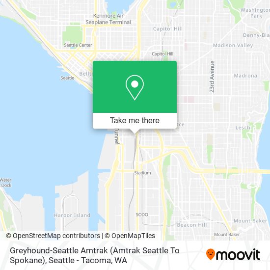 Mapa de Greyhound-Seattle Amtrak (Amtrak Seattle To Spokane)