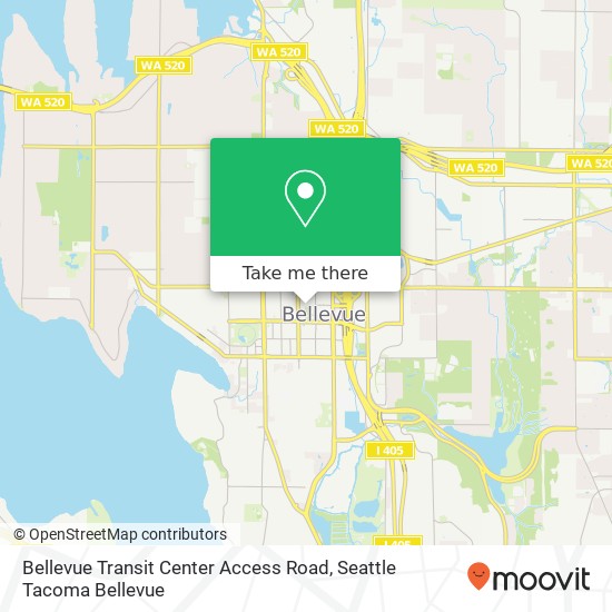 Bellevue Transit Center Access Road map