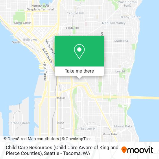 Mapa de Child Care Resources (Child Care Aware of King and Pierce Counties)