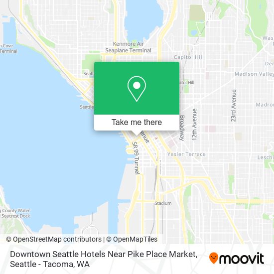 Mapa de Downtown Seattle Hotels Near Pike Place Market