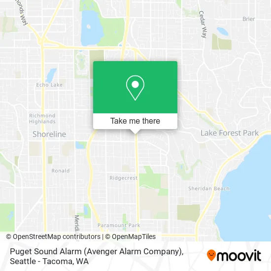 Mapa de Puget Sound Alarm (Avenger Alarm Company)