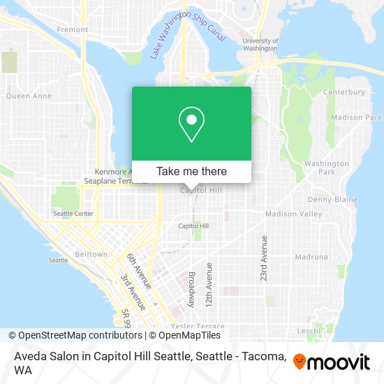 Aveda Salon in Capitol Hill Seattle map