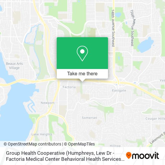 Mapa de Group Health Cooperative (Humphreys, Lew Dr - Factoria Medical Center Behavioral Health Services)