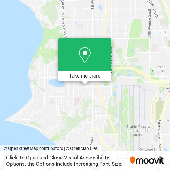 Click To Open and Close Visual Accessibility Options. the Options Include Increasing Font-Size and map