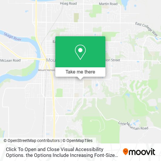 Click To Open and Close Visual Accessibility Options. the Options Include Increasing Font-Size and map