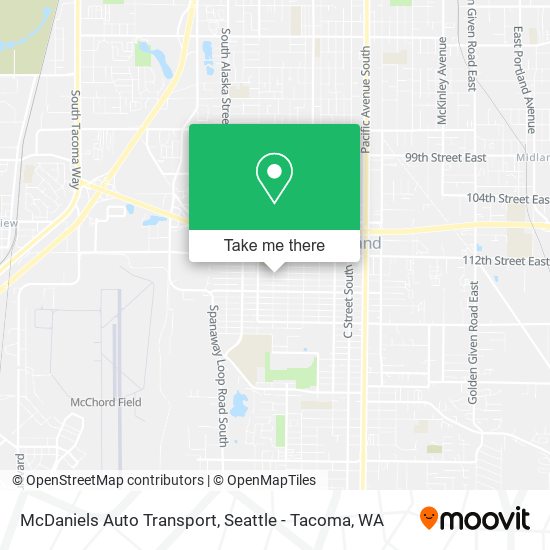 McDaniels Auto Transport map