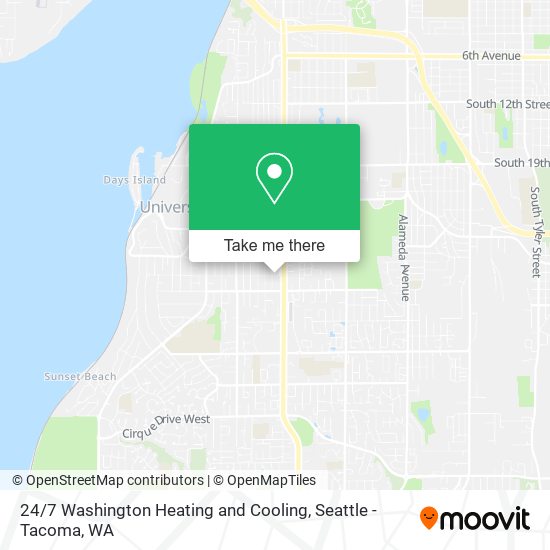 24 / 7 Washington Heating and Cooling map