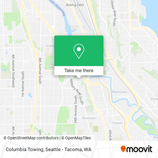 Columbia Towing map