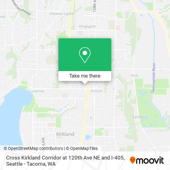 Cross Kirkland Corridor at 120th Ave NE and I-405 map