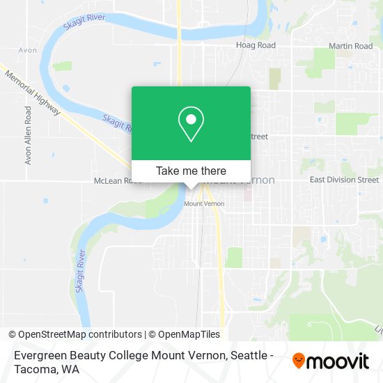 Evergreen Beauty College Mount Vernon map