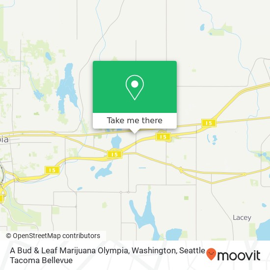 A Bud & Leaf Marijuana Olympia, Washington map