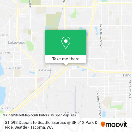 ST 592 Dupont to Seattle Express @ SR 512 Park & Ride map