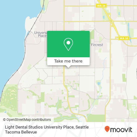 Light Dental Studios University Place map