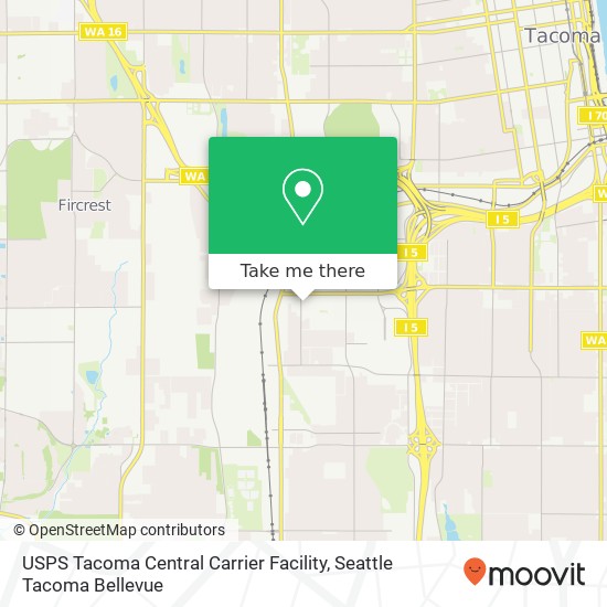 USPS Tacoma Central Carrier Facility map