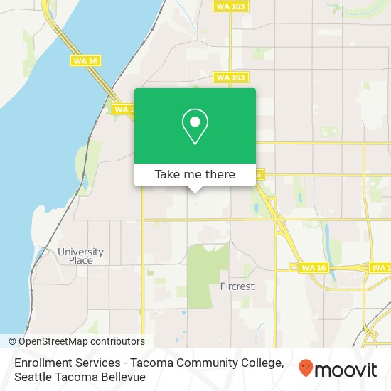 Enrollment Services - Tacoma Community College map