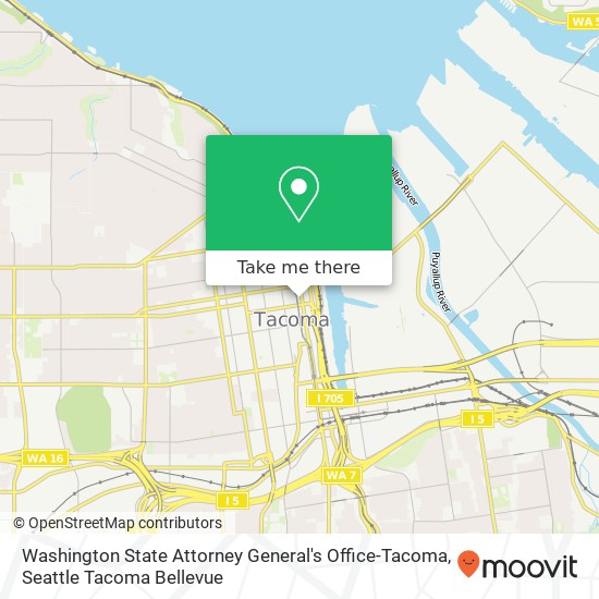 Mapa de Washington State Attorney General's Office-Tacoma