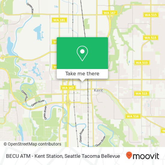 BECU ATM - Kent Station map