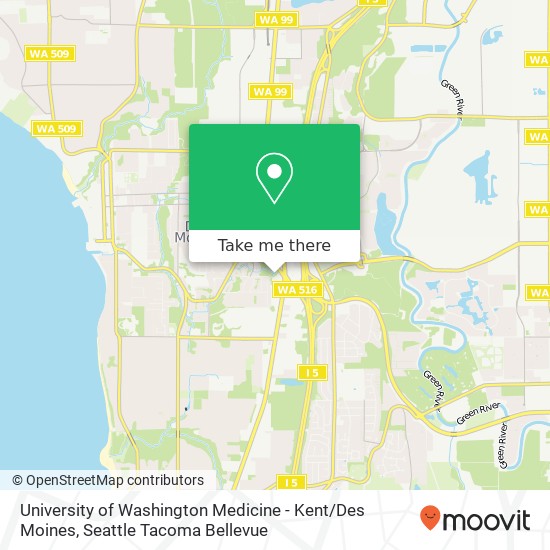 Mapa de University of Washington Medicine - Kent / Des Moines