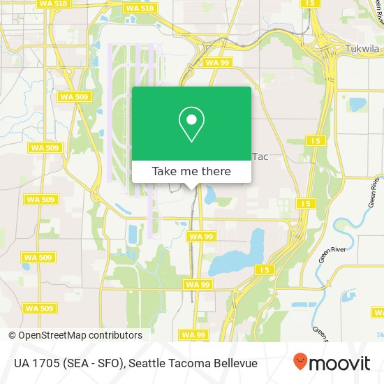 UA 1705 (SEA - SFO) map