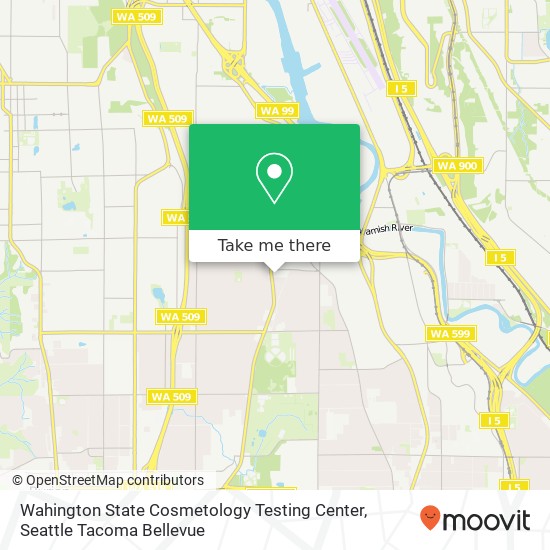 Wahington State Cosmetology Testing Center map