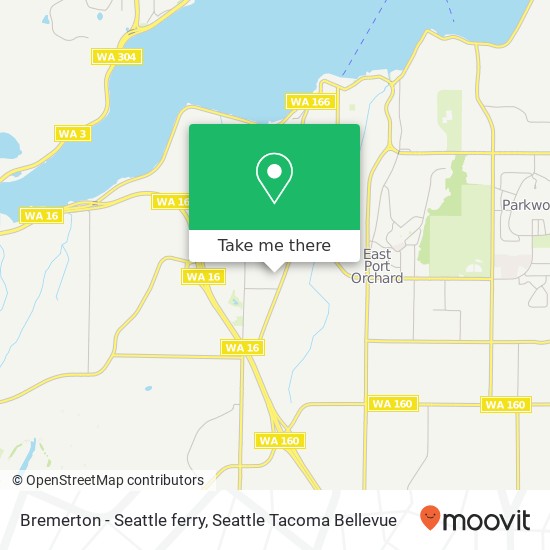 Mapa de Bremerton - Seattle ferry