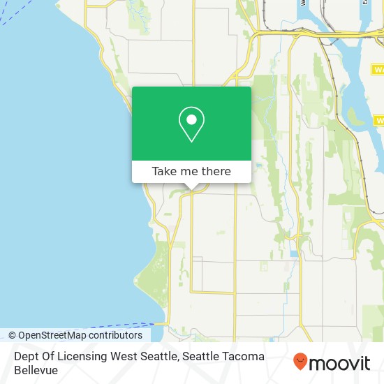 Mapa de Dept Of Licensing West Seattle